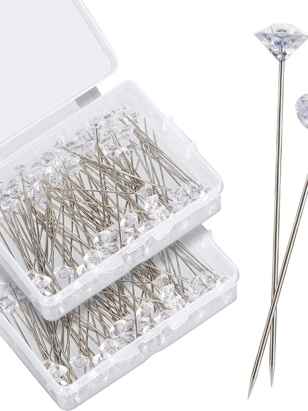 200 Pieces Diamond Pins for Bouquet 2 Inch Rhinestones Corsages Pins Crystals Ge